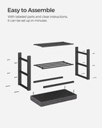 SONGMICS Shoe Bench, Storage Bench, Entryway Bench with Cushion, Shoe Shelf with Seat, Space-Saving, Modern Style, for Living Room, Bedroom, Hallway, Dark Gray and Ink Black ULBS576B33