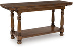 Signature Design by Ashley Sturlayne Flip Top Sofa Table, Expandable Console to Dining Table, Drop Leaf Design with Hardwood Solids, Space-Saving Multi-Use Furniture for Living Room, Brown