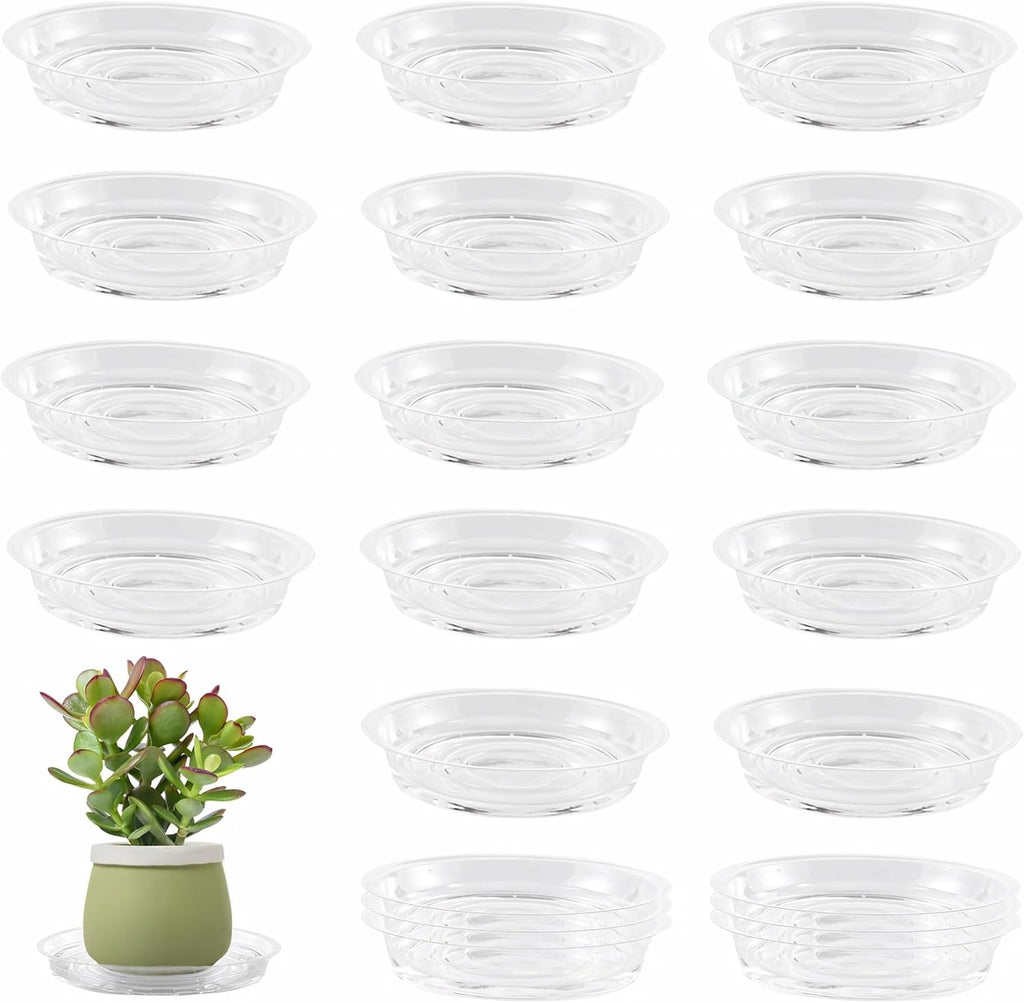 20 Pack 6 Inch Plant Saucers Clear Plastic Plant Saucer Drip Trays Small Plant Plate Dish for Indoor Flower Pots and Planters, Bulk
