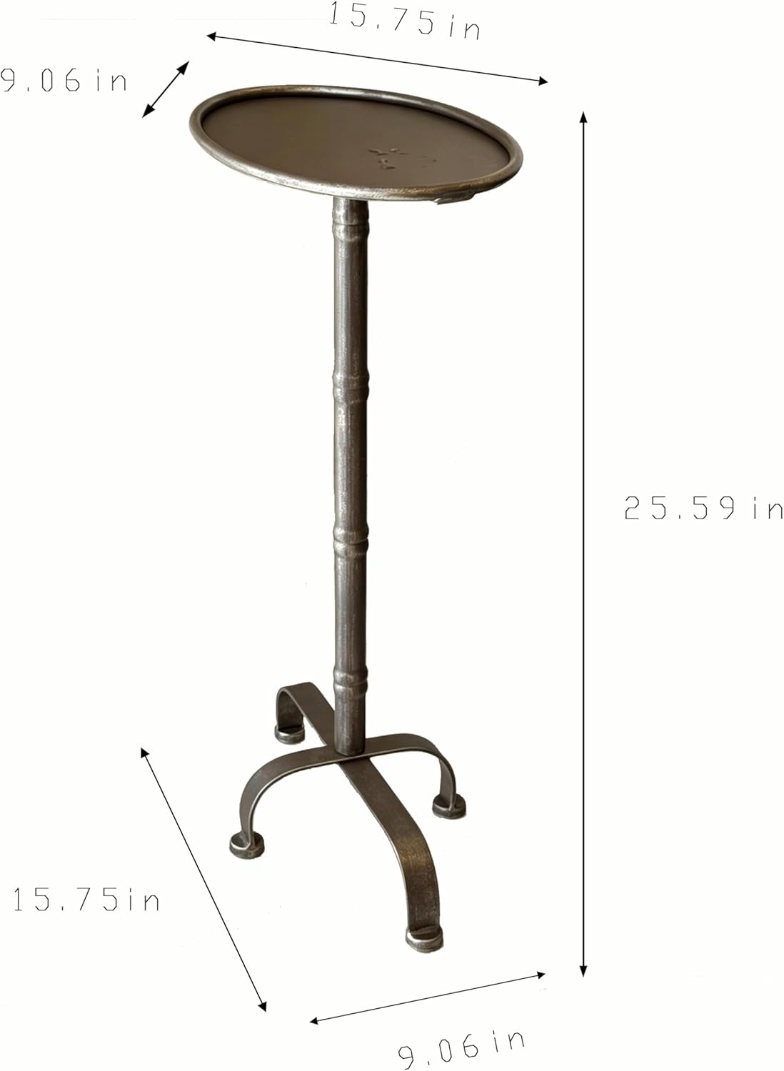 Premium Industrial Mid-Century Modern Small Metal Pedestal Side Table, Vintage Martini Cocktail End Table, Mini Drink Table, Accent Table, for Livingroom, Bedroom, Bathroom, Balcony & Small Spaces