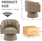 Swivel Accent Chair, Faux Leather 360° Swivel Barrel Chair Upholstered Modern Living Room Chair, Overstuffed Reading Armchair for Bedroom,Vanity,Office-Dark Apricot