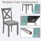 Ball & Cast Wood Frame Dining Chairs Set of 4, Modern Linen Upholstered Kitchen-Chairs with Padded Seat, 330lb Heavy Duty X-Backrest Side Chair for Dining Living Room, Easy Assembly, Gray