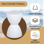 Hourglass Shaped Stool, Modern Round End Table Indoor/Outdoor Stool or End Table for Patio, Balcony, Poolside, Entryway, or Living Room 43x30cm (White)
