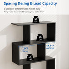 Cozy Castle Set of 2 Geometric Bookcase, S-Shaped Modern Bookshelf, Room Divider Bookshelf, 62" Tall Unique Abstract Bookcase with 5-Tier Display Shelf for Living Room Office, Black