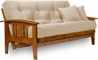 Nirvana Futons Westfield Futon Set - Queen Size, Frame, 8" Mattress, Twill Khaki Cover