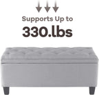 DUMOS Storage Ottoman Bench, Foot Rest with Legs, 16 x 40 x 18 Inches, End of Bed Bench, Storage Chest for Living Room,Bedroom, Entryway, Home Decor, Light Gray