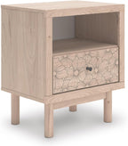 Signature Design by Ashley Birkmore Nightstand Bedside Charging Station with USB Port, Engineered Wood and Decorative Laminate, Youth Bedroom Bedside Table, Tan