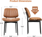 YaFiti Dining Chairs Set of 2, Mid Century Modern PU Leather Kitchen Chairs | Ergonomic Walnut Backrest, Upholstered Waterproof PU Leather Seat, Stable Metal Legs, Adjustable Footpads, Light Tan Scallop