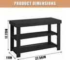 Shoe Rack Bench, 3 Tier Shoe Storage Bench, 28 Inch Bamboo Shoe Organizer, Entryway Bench Home Decor, Holds Up to 286 lb, Side Table, for Mudroom Hallway Bedroom Living Room Closet, Black