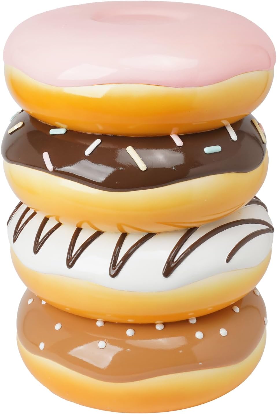 Cynkeyee Donut Shape Foot Stool - 18 Inch Doughnut Chair | Resin Simulated Food Shoe Changing Stool for Entryway Living Room Bedroom