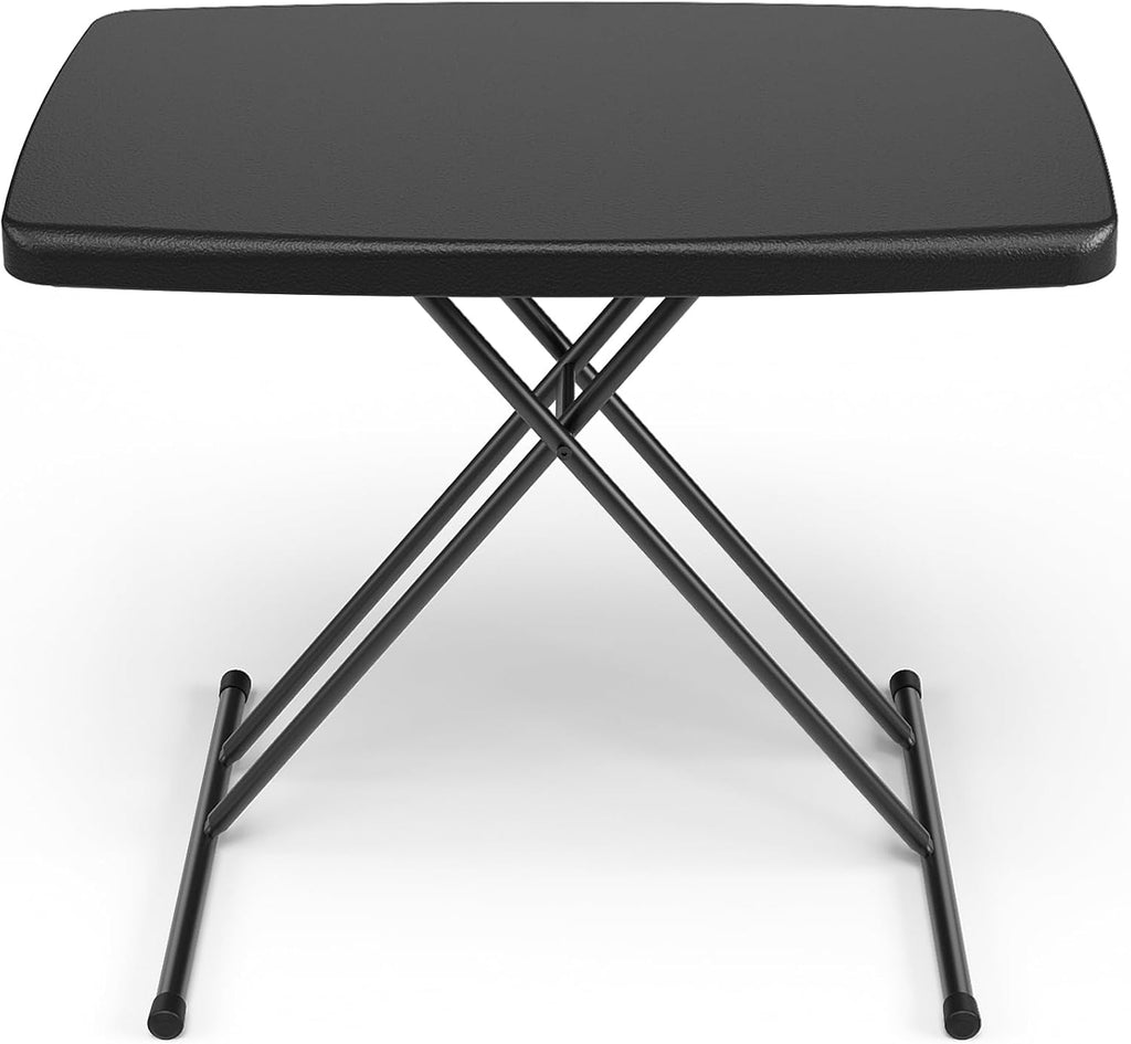 30 Inch Folding Table, Adjustable Height TV Tray for Small Spaces, Heavy Duty Foldable Utility Table for Laptop, Dining, Camping, No Assembly, 200 lbs Capacity, Black Granite