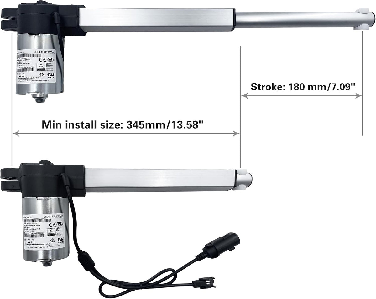 Motor Model JLDQ-19 JLDQ.19.345.180D01 Actuator for Power Recliner Couch | 2 Plugs Stroke 180mm Linear Actuator for Lift Chair Electric Sofa Parts Replacement