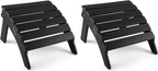 FUNBERRY Folding Adirondack Ottoman Set of 2, HDPE All Weather Outdoor Foot Rest, Easy Storage Patio Footstool, Ottomans and Footstools for Outside