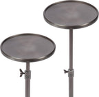 Kate and Laurel Engles Traditional Adjustable-Height Pedestal Drink Table, 10 x 10 x 30, Polished Gunmetal, Vintage Round Living Room Pedestal Table for Indoor Plant Stand with Protective Tabletop Lip