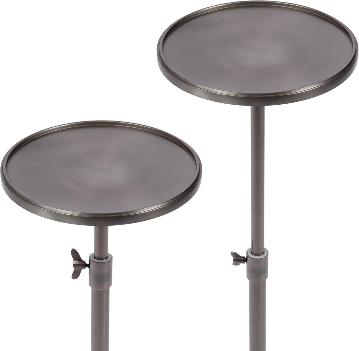 Kate and Laurel Engles Traditional Adjustable-Height Pedestal Drink Table, 10 x 10 x 30, Polished Gunmetal, Vintage Round Living Room Pedestal Table for Indoor Plant Stand with Protective Tabletop Lip