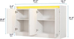 Furnify 51" W Buffet Cabinet with 4 Doors, High Gloss Dorr Sideboard Coffee Bar with LED Lights & Charging Station, Handless Modern Sideboard Storage Cabinet for Living Room, Entryway, White