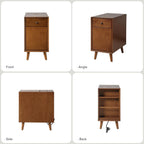 HULALA HOME Side Table with Drawers and Charging Station, Modern End Table with USB Ports and Outlets, Wooden Night Stand with Storage for Couch,Living Room&Bedroom(Acorn