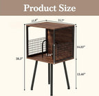 Faesun Record Player Stand with Storage Holds 100+ Vinyl Records, Industrial Turntable Stand with Storage Shelf, LP Album Organizer Cabinet for Small Spaces, Walnut End Table
