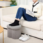 Upholstered Ottoman with Storage,Heart Shaped Foot Stool Collapsible Footrest for Living Room Bedroom,Fluffy Plush Padded Seat Soft Ottoman Box with Lid (Khaki)