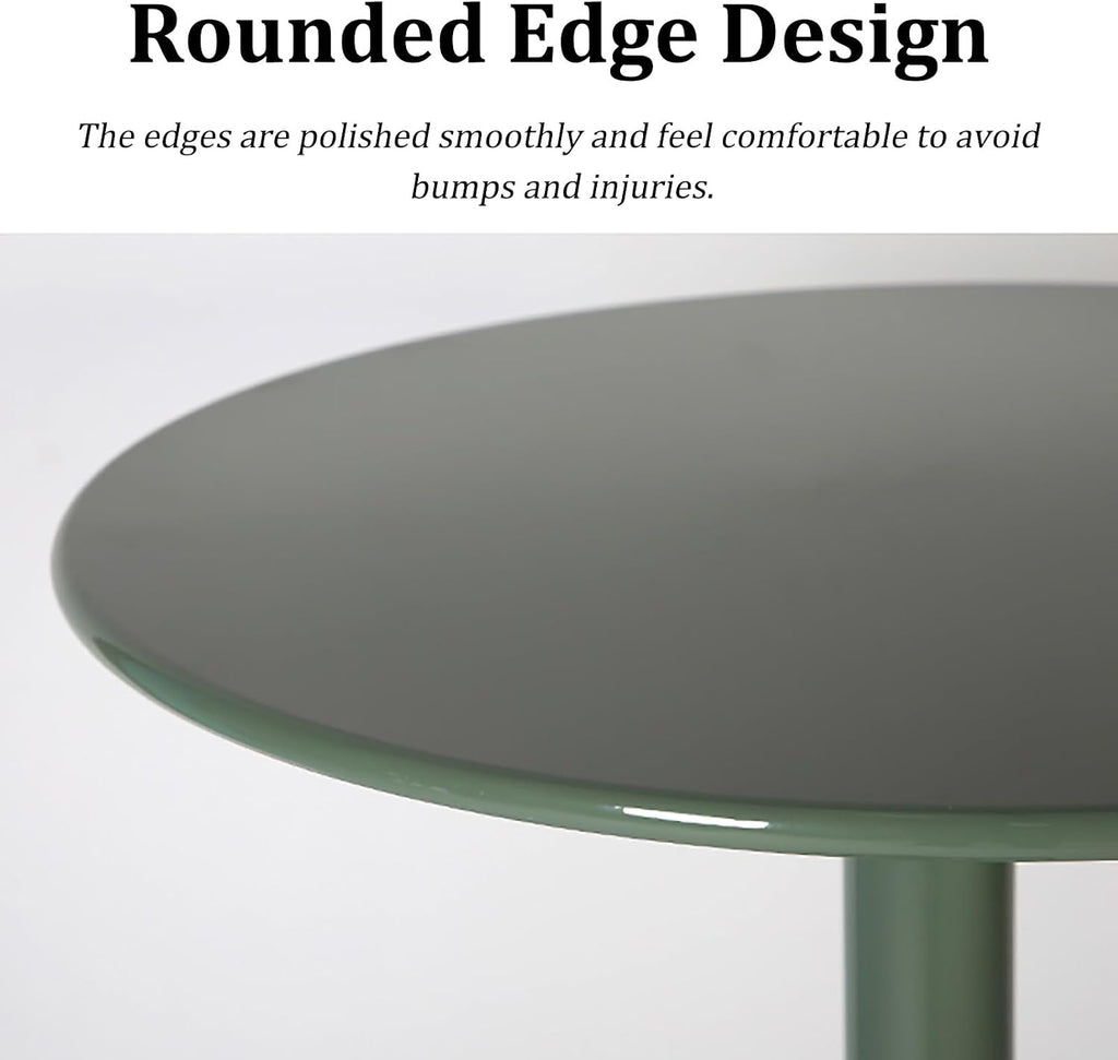 Multifunctional Round Metal End Table, Minimalist Solid Color Large Base Coffee Table Cocktail Table Tray Table for Living Room Sofa Balcony Bedroom Garden Lounge(48x72cm, Cream)