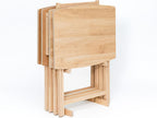 PJ Wood XL Oversize Tray Table, Natural Wood, 5-Pack | 33.2 lb Capacity, Rectangular Shape, Foldable Design, Space-Saving Storage