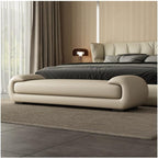 Modern Bed End Stool Bedroom Long Sofa Master Living Room Bedside Shoe Bench Entryway(Off-White,Medium)