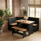 Farmhouse Breakfast Nook Table Set, Dining Nook Set with Corner Bench,with Storage Function Mid Century Modern Small Dining Table Set, Kitchen Table Corner Set (Yellow + Black)