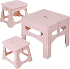 YOXIER Kids Table and Chairs, Foldable Toddler Activity Desk, 3-Piece Set for Indoor Outdoor Use, Portable Picnic Furniture, Small Dining, Learning Center, Travel Camping Gear [Object Object]