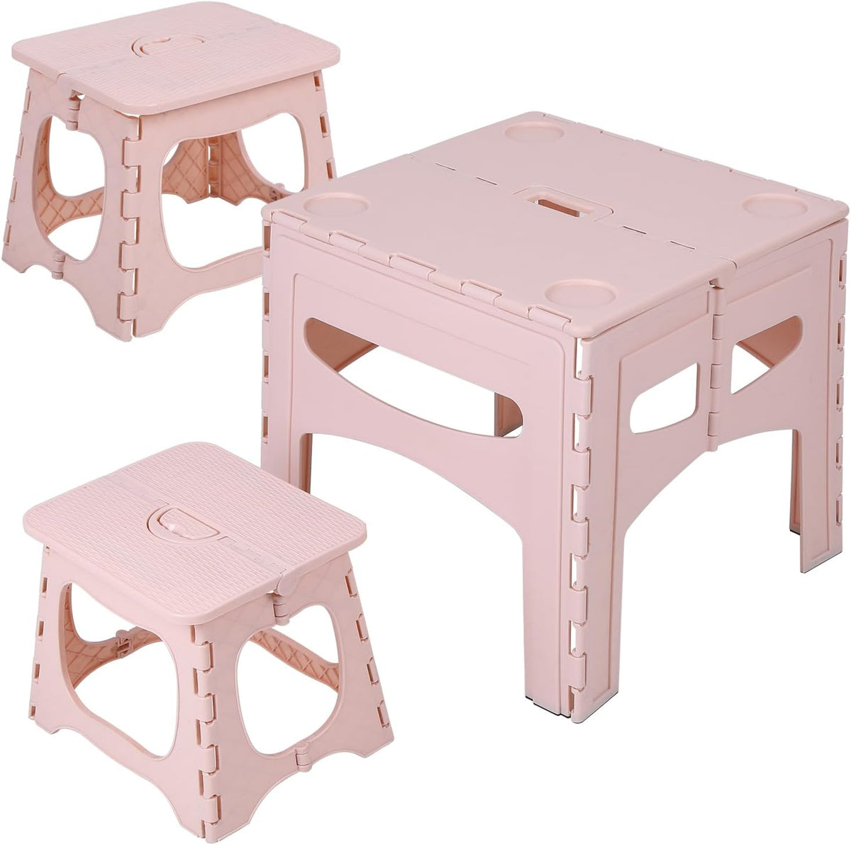 YOXIER Kids Table and Chairs, Foldable Toddler Activity Desk, 3-Piece Set for Indoor Outdoor Use, Portable Picnic Furniture, Small Dining, Learning Center, Travel Camping Gear [Object Object]