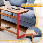 Side Table C Shape Living Room Table, 60x40x70cm TV Tray Table, Small Coffee Table, Modern Nightstand for Living Room and Bedroom,Walnut Color