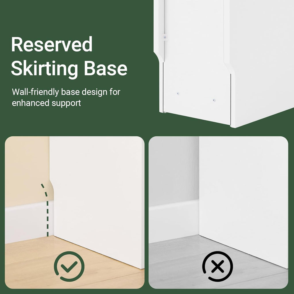 SoBuy Narrow Nightstand, Slim Bedside Tables with Drawers Suitable for Small Space, Easy Assemble (White) | Bedside Table Bedroom Living Room Table with Skirting Board Design, Space Saving for Small Spaces, White, FBT111-W