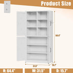 White Steel Kitchen Pantry Storage Cabinet with Adjustable Shelves Heavy Duty Metal Cabinet for Kitchens Bathrooms Living Rooms