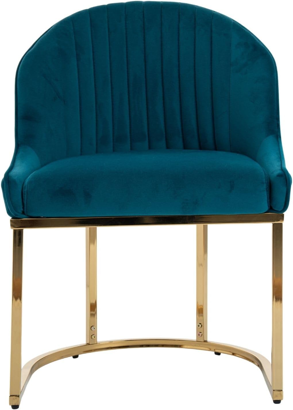 Hyfirm Modern Dining Chairs Set of 4, Velvet Teal Upholstered Kitchen Chairs with Gold Metal Legs, Padded Fabric Accent Chairs for Living Room, Dining Room, Cafe