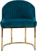 Hyfirm Modern Dining Chairs Set of 4, Velvet Teal Upholstered Kitchen Chairs with Gold Metal Legs, Padded Fabric Accent Chairs for Living Room, Dining Room, Cafe