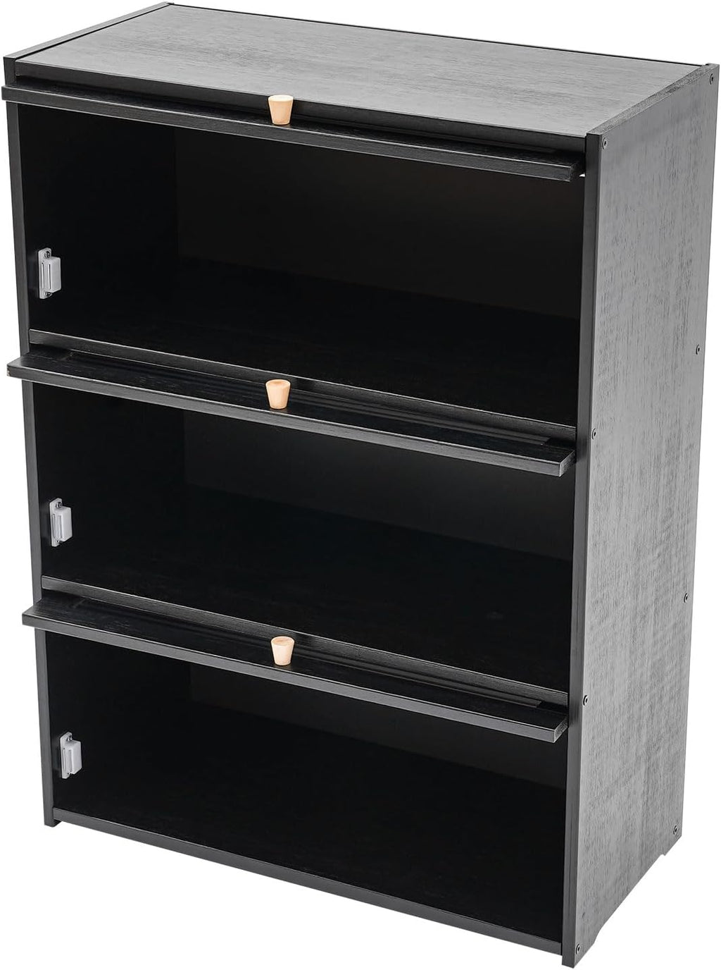 3 Tier Bamboo Kitchen Storage Shelf Countertop Cabinet Pantry, Kitchen Cabinet Spice Rack Shelf with Flip Up Doors Small Cupboard Food Pantry Cabinets