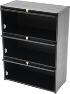 3 Tier Bamboo Kitchen Storage Shelf Countertop Cabinet Pantry, Kitchen Cabinet Spice Rack Shelf with Flip Up Doors Small Cupboard Food Pantry Cabinets