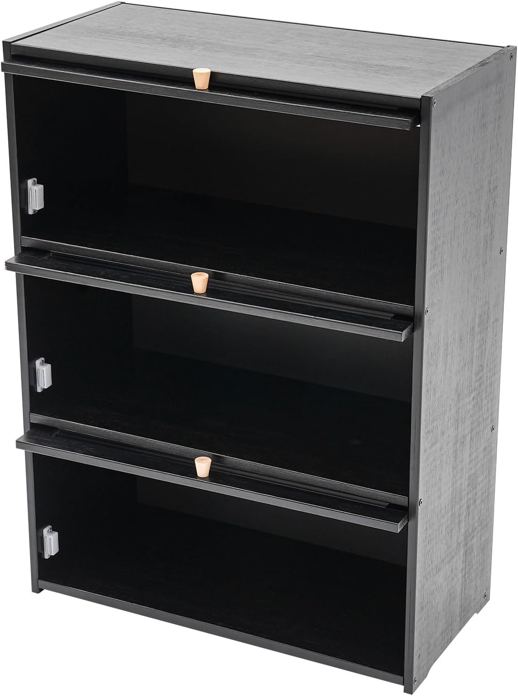 3 Tier Bamboo Kitchen Storage Shelf Countertop Cabinet Pantry, Kitchen Cabinet Spice Rack Shelf with Flip Up Doors Small Cupboard Food Pantry Cabinets
