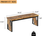 HIPIHOM Table Benches 2-Pack 54.72" Long, Antique Wood & Black Metal Legs, Rustic Farmhouse Benches for Dining Entryway Bedroom