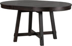 GDFStudio 42"-58" Farmhouse Extendable Dining Table for 4-6, Solid Wood Round Dining Table with 16" Leaf & X-Shaped Base, Rustic Kitchen & Dining Room Table, Space Saving, Espresso