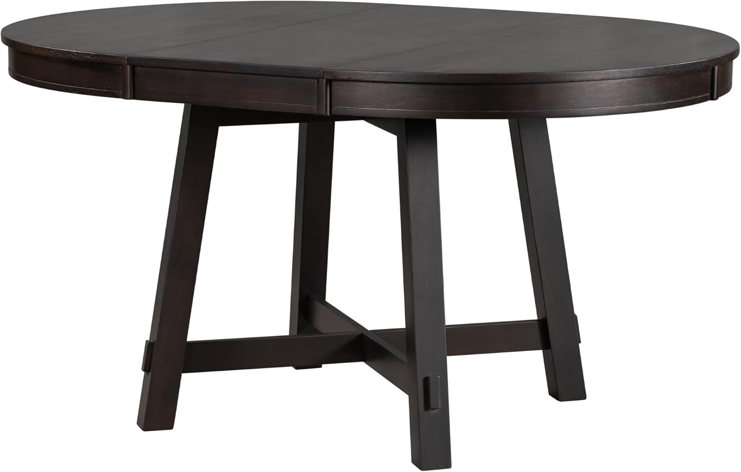 GDFStudio 42"-58" Farmhouse Extendable Dining Table for 4-6, Solid Wood Round Dining Table with 16" Leaf & X-Shaped Base, Rustic Kitchen & Dining Room Table, Space Saving, Espresso