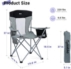 Camping Chairs Portable Folding Lightweight Outdoor Lawn Chair for Adults with Cooler Bag, Cup Holder and Side Pocket for Camping, Beach, Sports, Hiking, Fishing, Gray Black