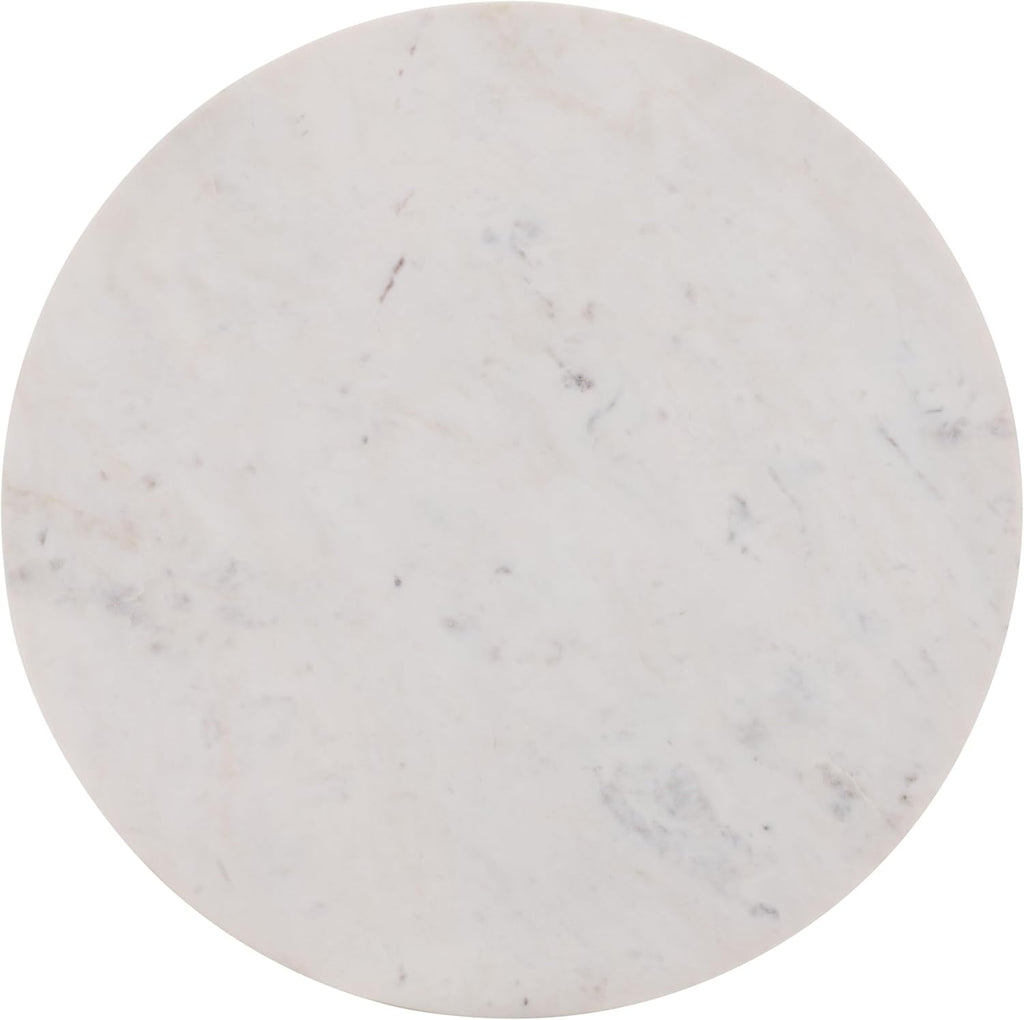 SAFAVIEH Home Collection - Kappie Round Accent Table with White Marble Top & Natural Solid Wood Base (ACC3738A)