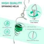 Wind Spinner Tail with Green Glass Orb,Gazing Ball Spiral Tail,Wind Spinners Stabilizer,Visual Illusion in Spinning Hanging Rotating Art Decor,Indoor Outdoor Garden Decoration-13in