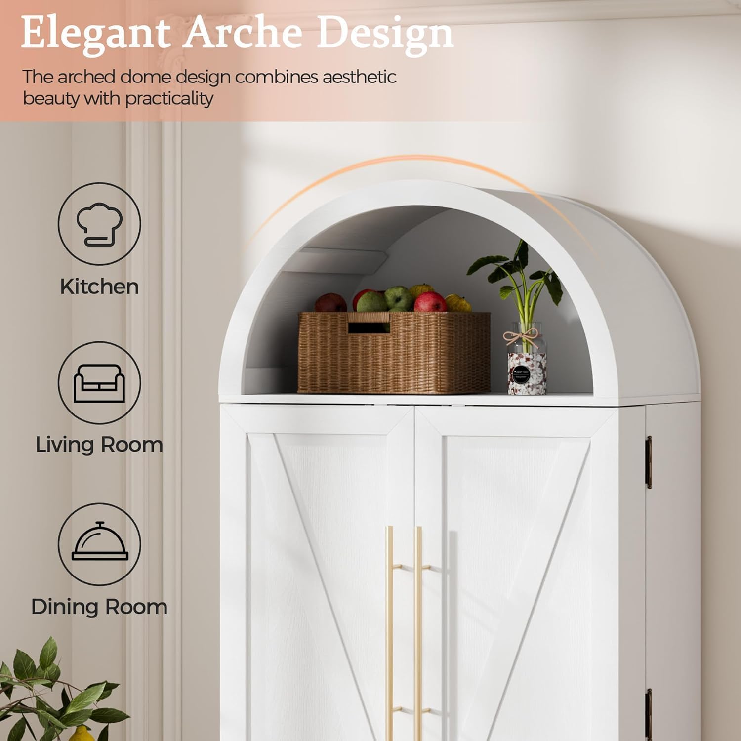 65" H Pantry Cabinet, Kitchen Pantry Storage Cabinet with Doors and Shelves, Freestanding Buffet Cupboards Sideboard for Kitche, Living Room and Dinning Room, White