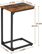 AMHANCIBLE C Shaped End Table Set of 2, Couch Side Table that Slide Under Sofa, Narrow Small Space TV Trays for Living Room, Bedroom, Rustic Brown HET02CBR