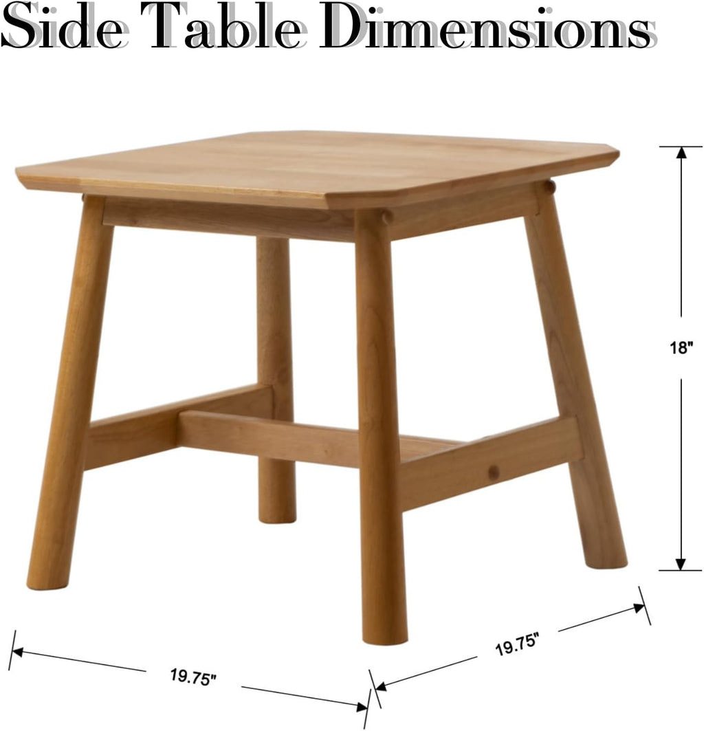 RIVOVA Modern Natural Wood Side End Table, Small Square Rustic Farmhouse Night Stand, Bedside Table Without Storage Drawer for Bedroom & Small Space Nightstand for Living Room Couch, Easy Assembly