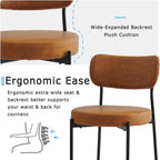 Brown Dining Chairs Set of 4 with Curved Back, Leather Dining Chairs with PU Soft Cushion Seat & Metal Legs, Comfortable Modern Chair for Kitchen, Living Room