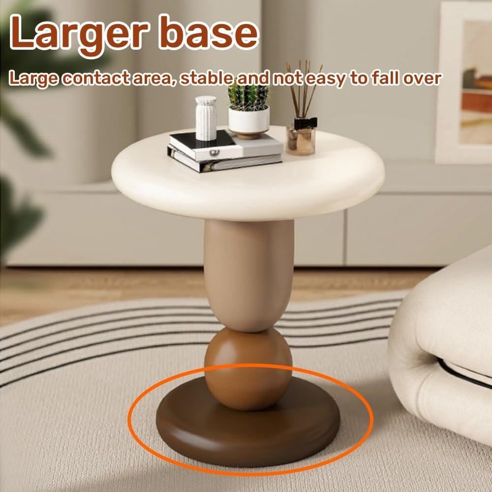 Round Bedside Table, Resin Side Table, Modern Accent Table, Simple Decorative Table, Nightstand, Suitable for Living Room, Bedroom, Hotel(Brown)