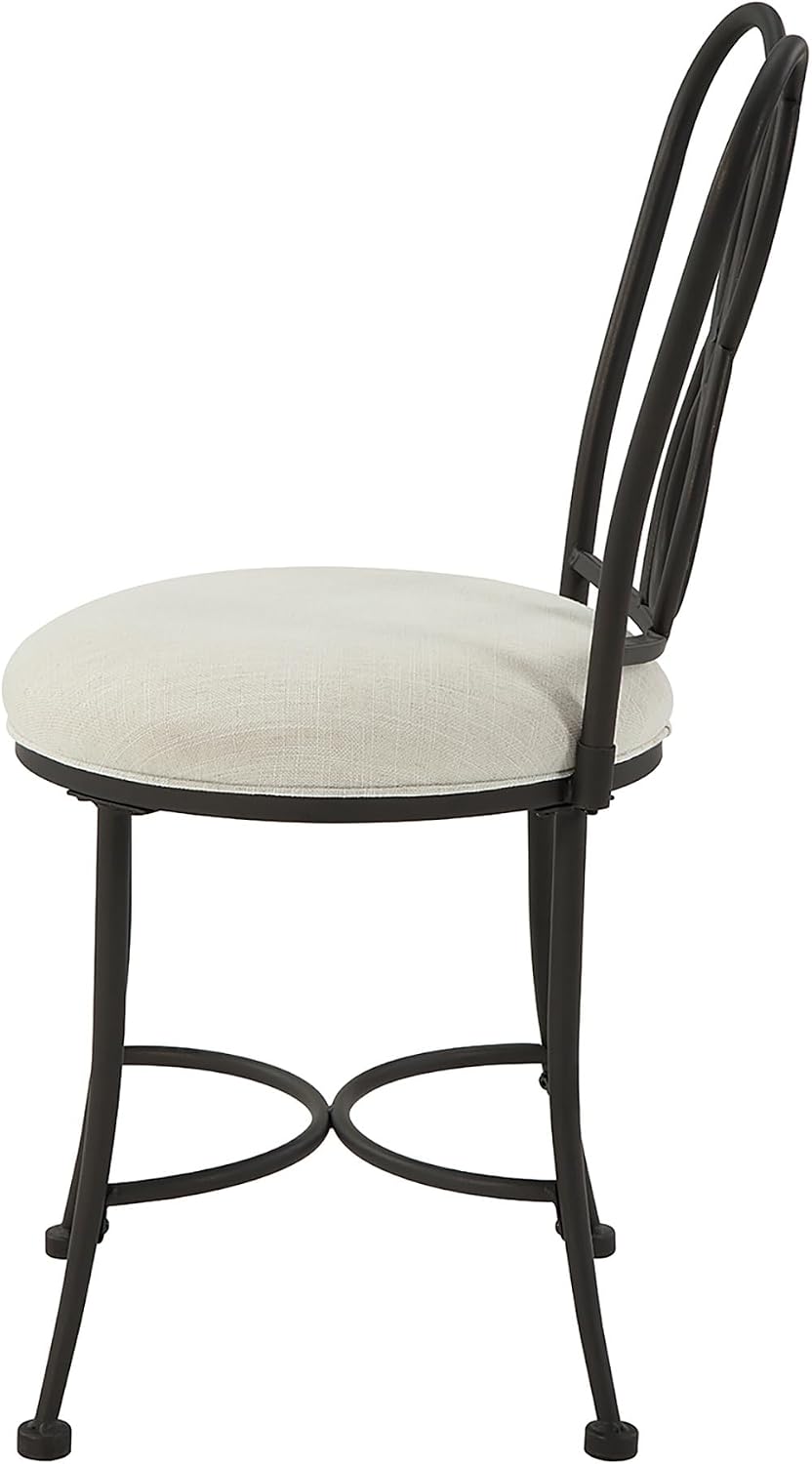 Bronze Decorative‑Back Iron Upholstered Vanity Stool