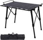Aircity Folding Camping Table, Portable Aluminum Table, Adjustable Height | Lightweight Foldable Outdoor Table with Carry Bag for BBQ, Picnic, Beach, Travel, Camping Cooking and Outdoor Activities